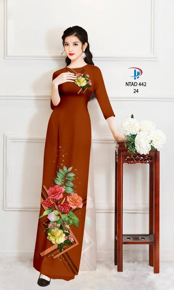 Vải Áo Dài Hoa Hồng Độc Đáo AD NTAD442 65 Vải Áo Dài Hoa Hồng Độc Đáo AD NTAD442