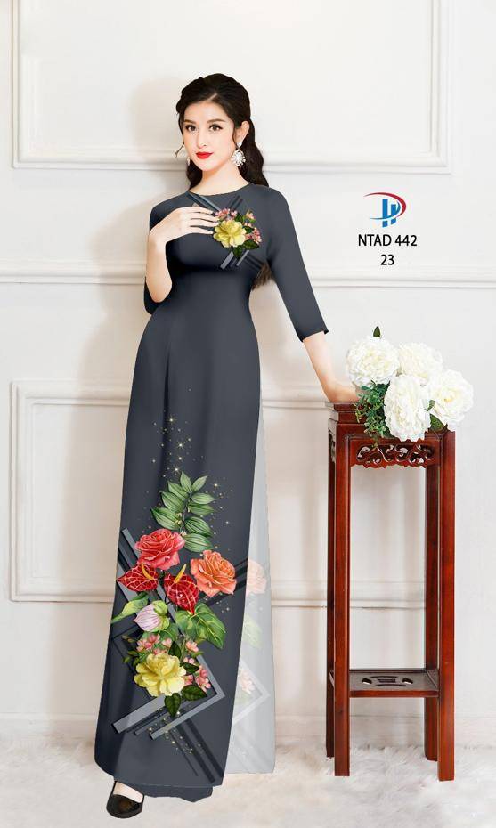 Vải Áo Dài Hoa Hồng Độc Đáo AD NTAD442 64 Vải Áo Dài Hoa Hồng Độc Đáo AD NTAD442