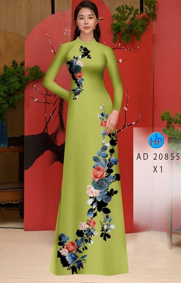 Vải Áo Dài Hoa Hồng Thiết Kế 2021 AD 20855
