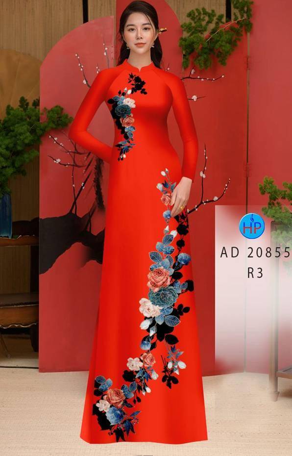 Vải Áo Dài Hoa Hồng Thiết Kế 2021 AD 20855