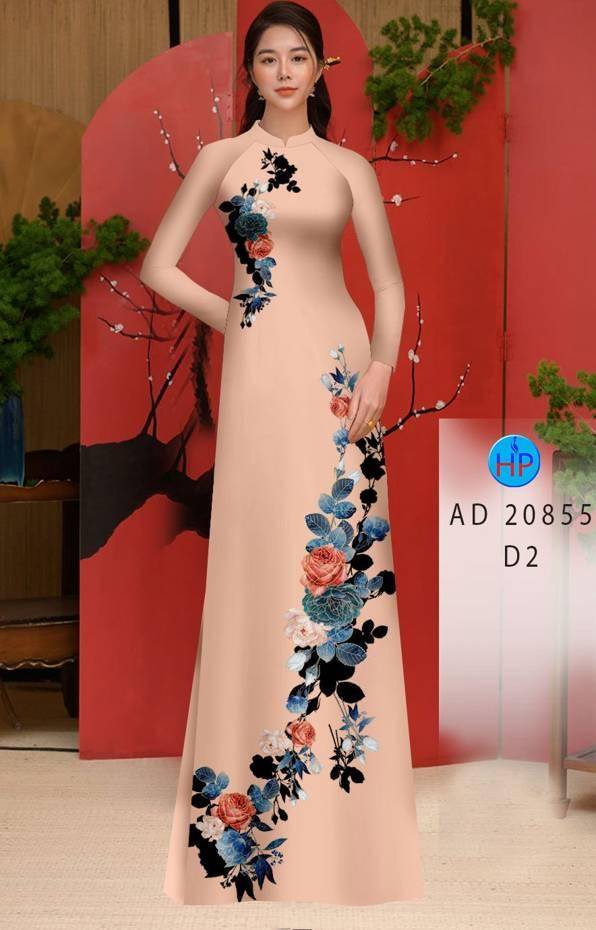 Vải Áo Dài Hoa Hồng Thiết Kế 2021 AD 20855