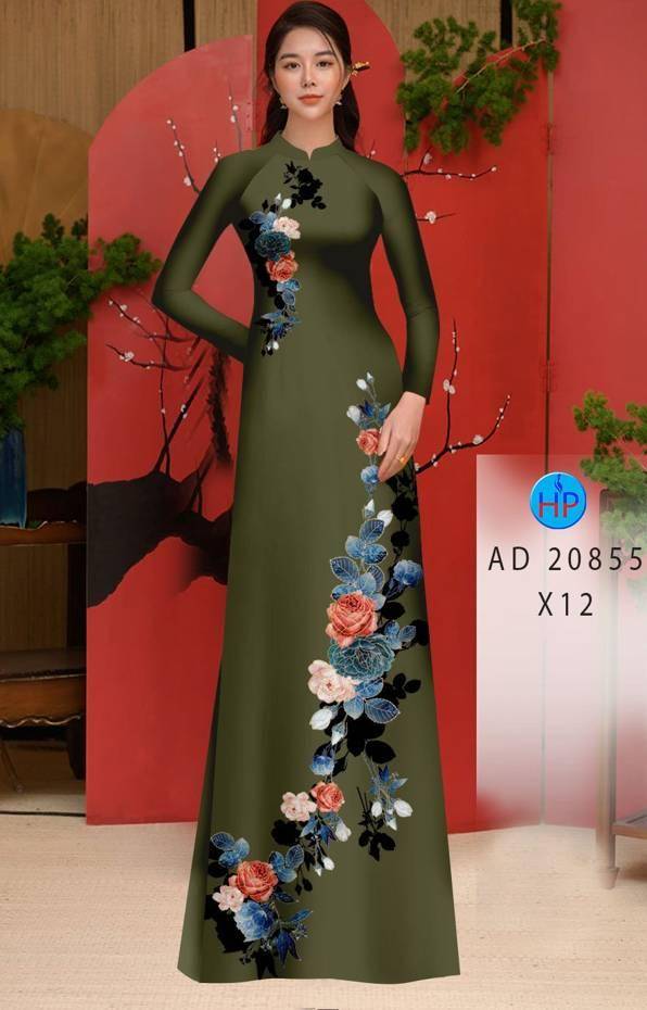 Vải Áo Dài Hoa Hồng Thiết Kế 2021 AD 20855