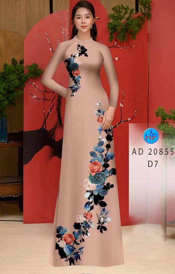 Vải Áo Dài Hoa Hồng Thiết Kế 2021 AD 20855