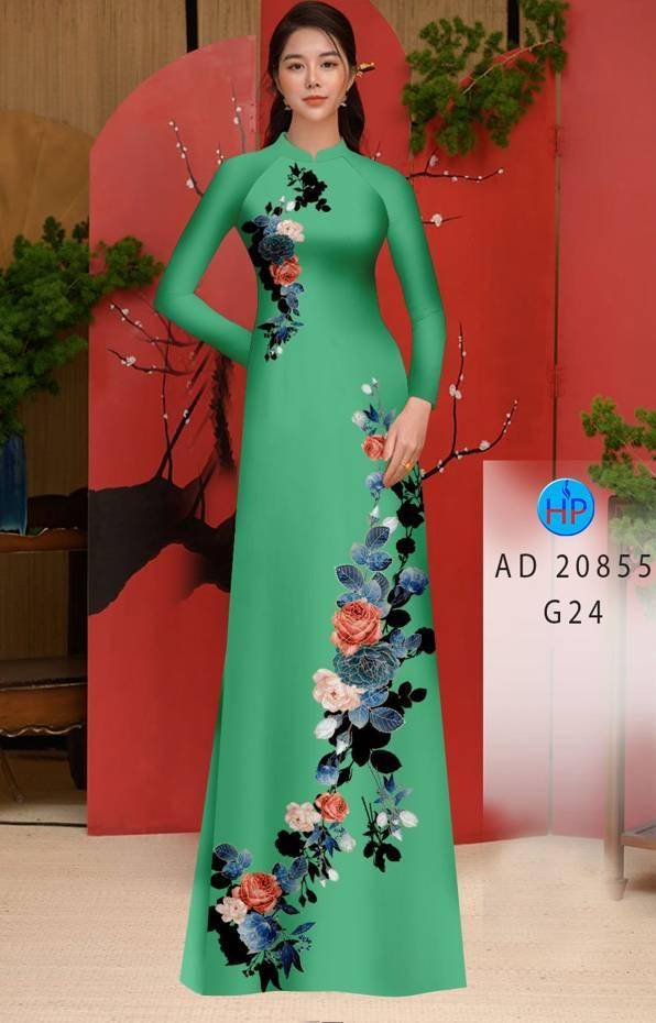 Vải Áo Dài Hoa Hồng Thiết Kế 2021 AD 20855
