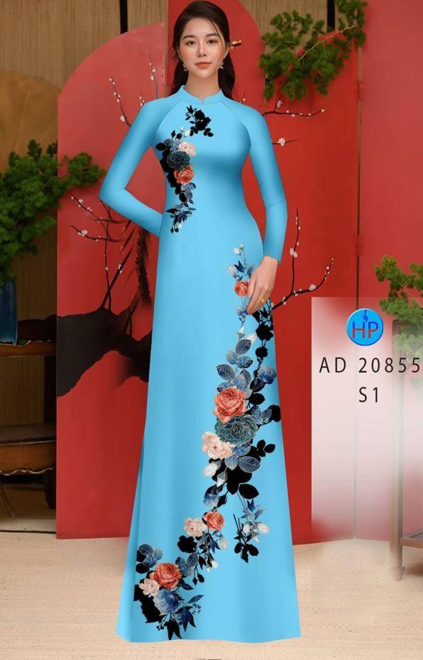 Vải Áo Dài Hoa Hồng Thiết Kế 2021 AD 20855