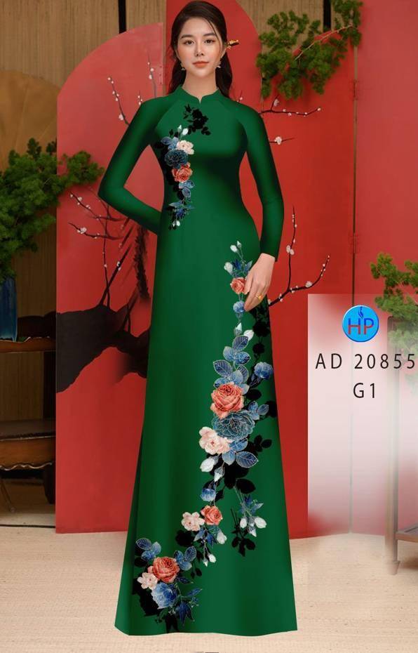 Vải Áo Dài Hoa Hồng Thiết Kế 2021 AD 20855