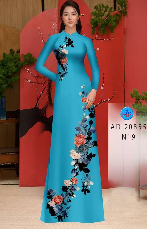 Vải Áo Dài Hoa Hồng Thiết Kế 2021 AD 20855