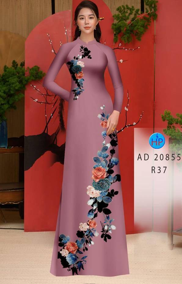 Vải Áo Dài Hoa Hồng Thiết Kế 2021 AD 20855