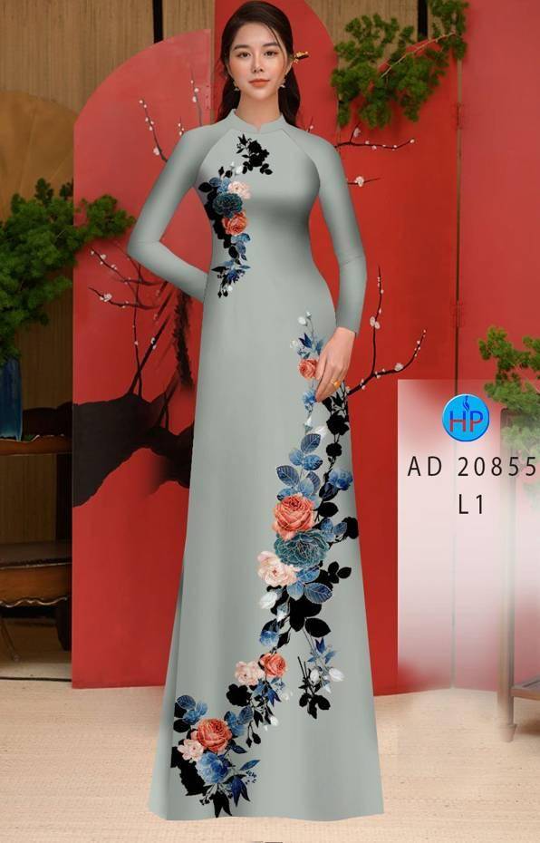 Vải Áo Dài Hoa Hồng Thiết Kế 2021 AD 20855