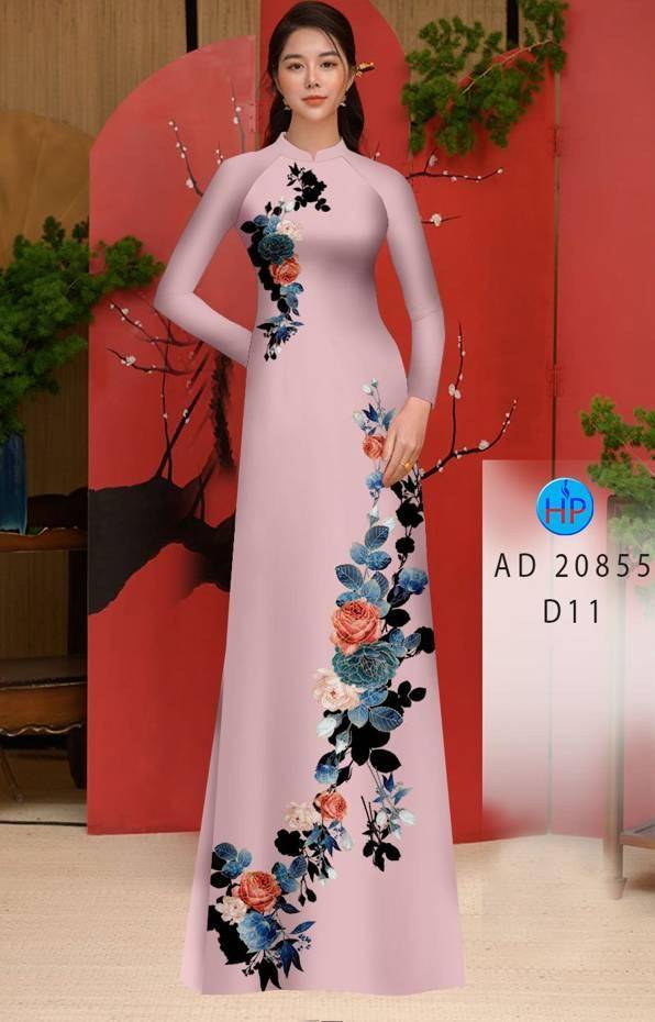 Vải Áo Dài Hoa Hồng Thiết Kế 2021 AD 20855