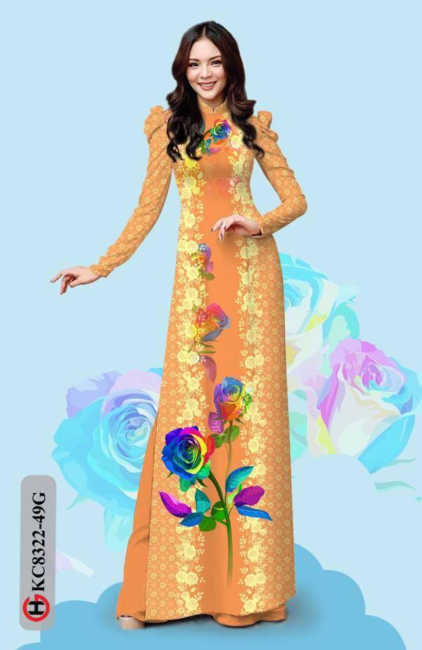 Vải Áo Dài Hoa Hồng Kiểu Mới AD KC8322 36 Vải Áo Dài Hoa Hồng Kiểu Mới AD KC8322
