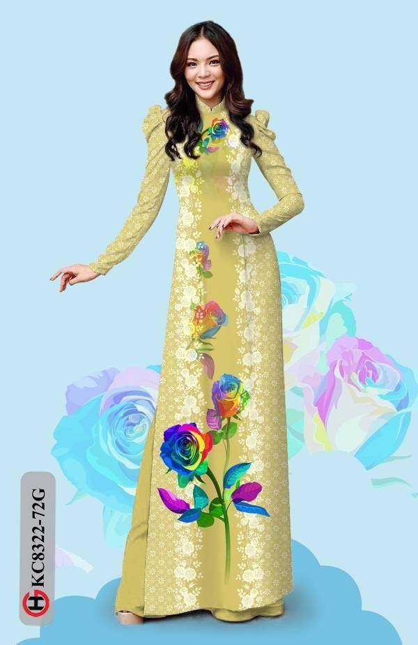 Vải Áo Dài Hoa Hồng Kiểu Mới AD KC8322 40 Vải Áo Dài Hoa Hồng Kiểu Mới AD KC8322