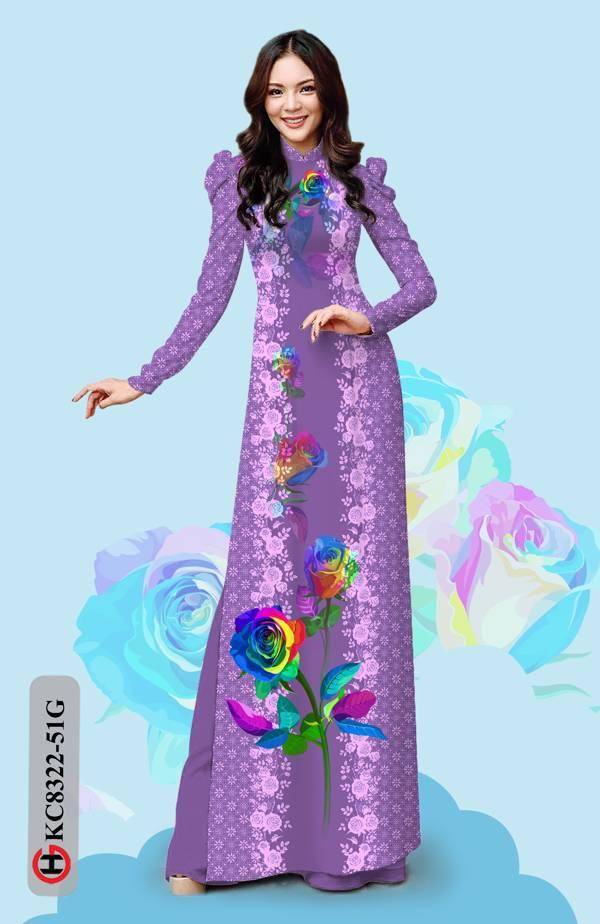 Vải Áo Dài Hoa Hồng Kiểu Mới AD KC8322 38 Vải Áo Dài Hoa Hồng Kiểu Mới AD KC8322