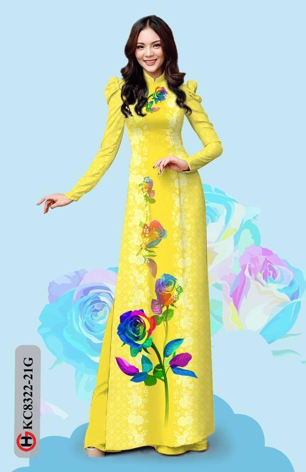 Vải Áo Dài Hoa Hồng Kiểu Mới AD KC8322 45 Vải Áo Dài Hoa Hồng Kiểu Mới AD KC8322