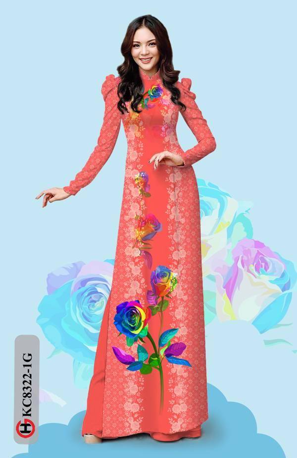 Vải Áo Dài Hoa Hồng Kiểu Mới AD KC8322 42 Vải Áo Dài Hoa Hồng Kiểu Mới AD KC8322