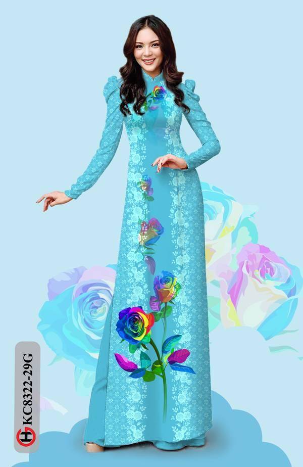 Vải Áo Dài Hoa Hồng Kiểu Mới AD KC8322 48 Vải Áo Dài Hoa Hồng Kiểu Mới AD KC8322