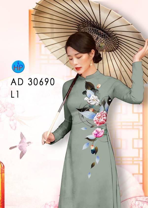 Vải Áo Dài Hoa In 3D Kiểu Mới AD 30690 41 Vải Áo Dài Hoa In 3D Kiểu Mới AD 30690