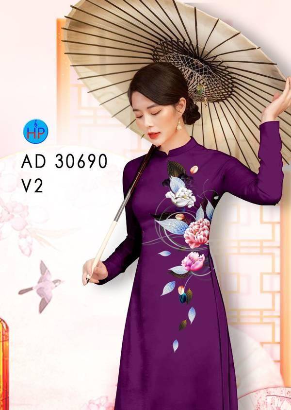 Vải Áo Dài Hoa In 3D Kiểu Mới AD 30690 42 Vải Áo Dài Hoa In 3D Kiểu Mới AD 30690