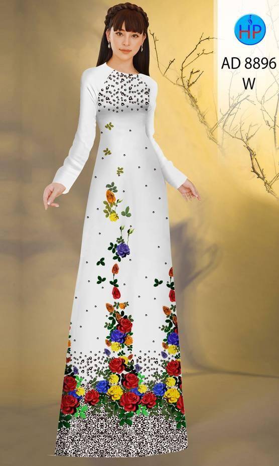 Vải Áo Dài Hoa Hồng Vừa Ra  AD 8896