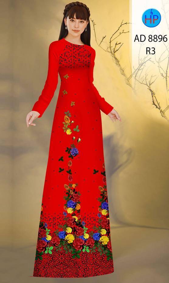 Vải Áo Dài Hoa Hồng Vừa Ra  AD 8896