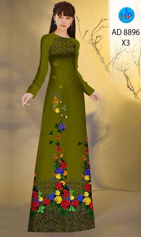 Vải Áo Dài Hoa Hồng Vừa Ra  AD 8896