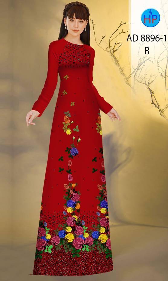 Vải Áo Dài Hoa Hồng Vừa Ra  AD 8896