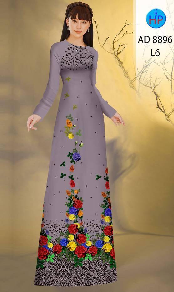 Vải Áo Dài Hoa Hồng Vừa Ra  AD 8896