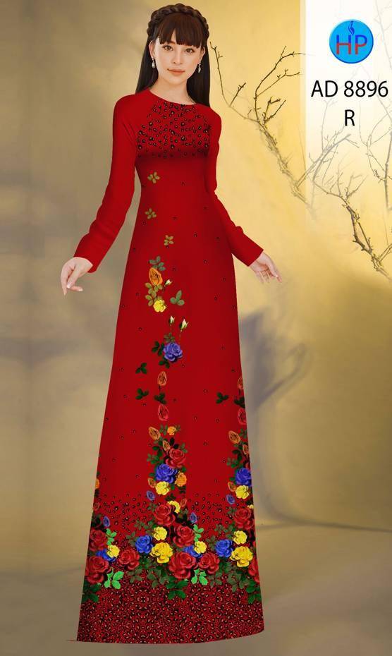 Vải Áo Dài Hoa Hồng Vừa Ra  AD 8896