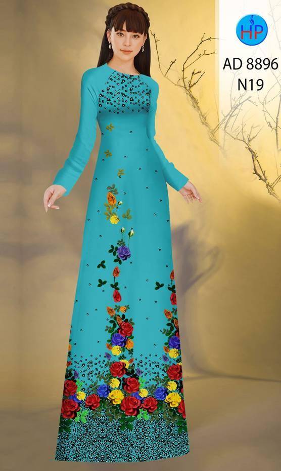 Vải Áo Dài Hoa Hồng Vừa Ra  AD 8896