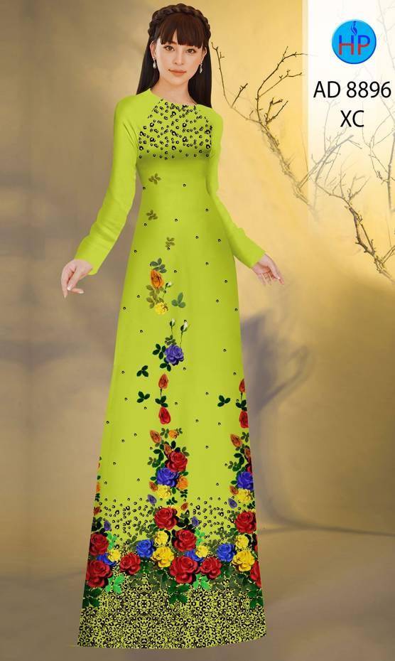 Vải Áo Dài Hoa Hồng Vừa Ra  AD 8896