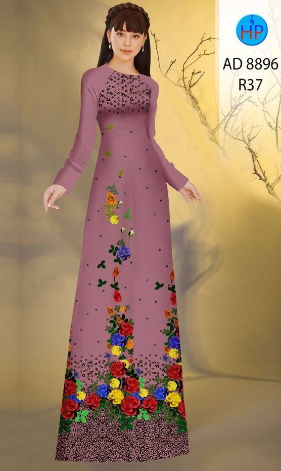 Vải Áo Dài Hoa Hồng Vừa Ra  AD 8896