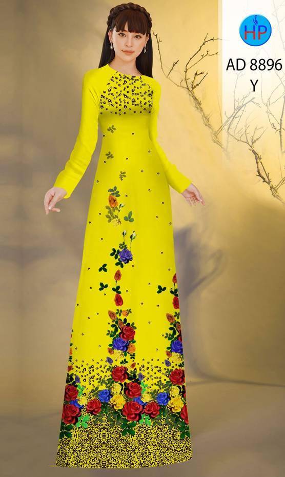 Vải Áo Dài Hoa Hồng Vừa Ra  AD 8896