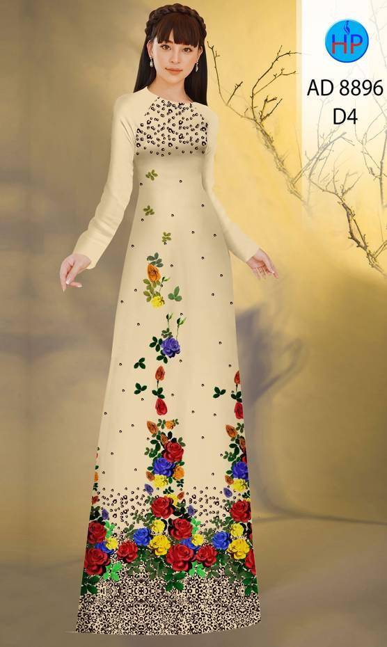 Vải Áo Dài Hoa Hồng Vừa Ra  AD 8896