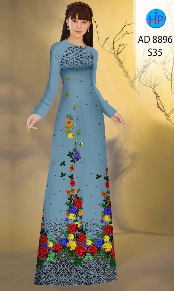 Vải Áo Dài Hoa Hồng Vừa Ra  AD 8896