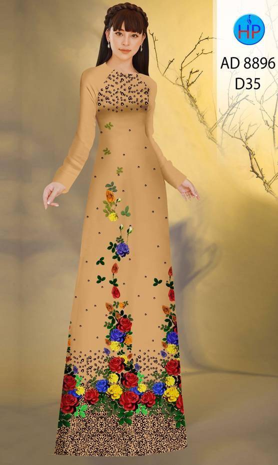Vải Áo Dài Hoa Hồng Vừa Ra  AD 8896