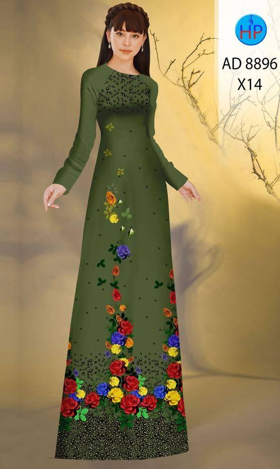 Vải Áo Dài Hoa Hồng Vừa Ra  AD 8896