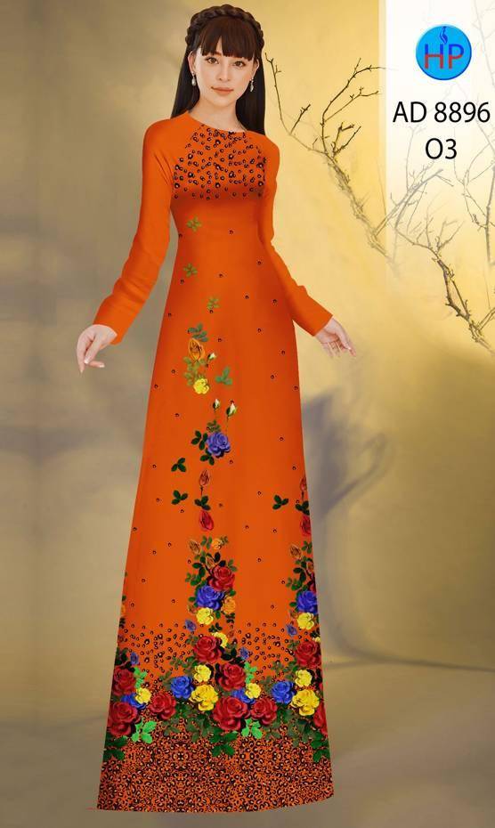 Vải Áo Dài Hoa Hồng Vừa Ra  AD 8896