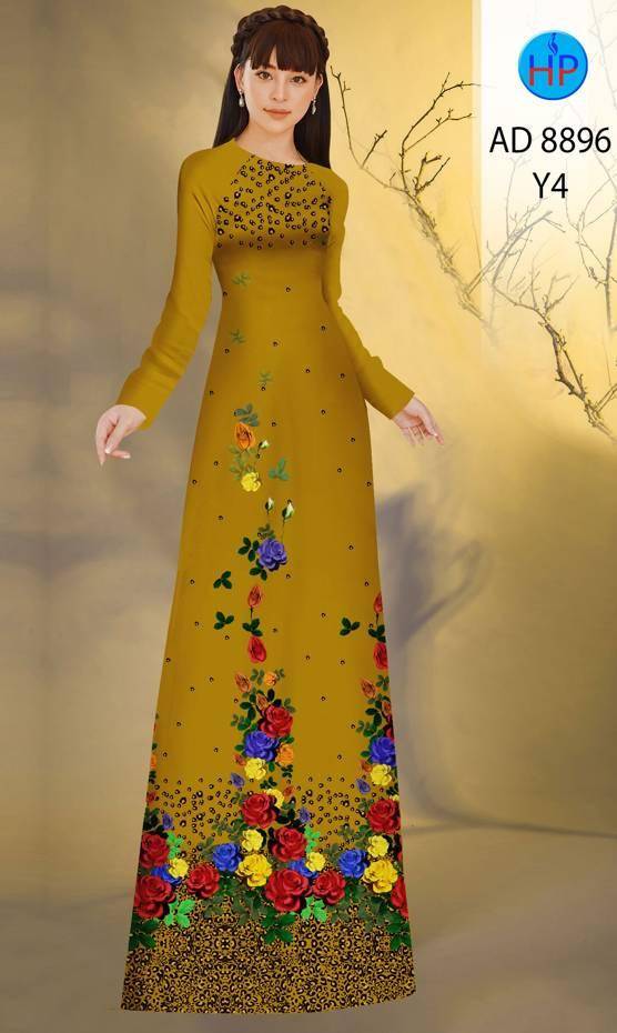Vải Áo Dài Hoa Hồng Vừa Ra  AD 8896