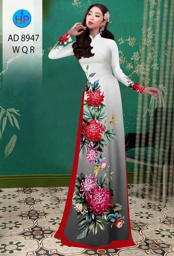 Vải Áo Dài Hoa Cẩm Chướng Độc Đáo AD 8947