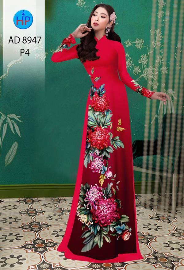 Vải Áo Dài Hoa Cẩm Chướng Độc Đáo AD 8947