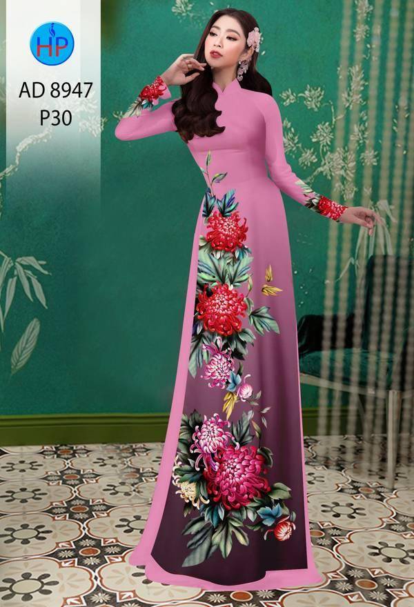 Vải Áo Dài Hoa Cẩm Chướng Độc Đáo AD 8947