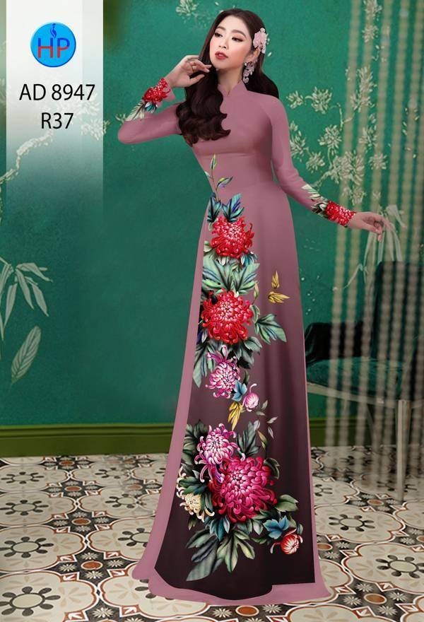 Vải Áo Dài Hoa Cẩm Chướng Độc Đáo AD 8947