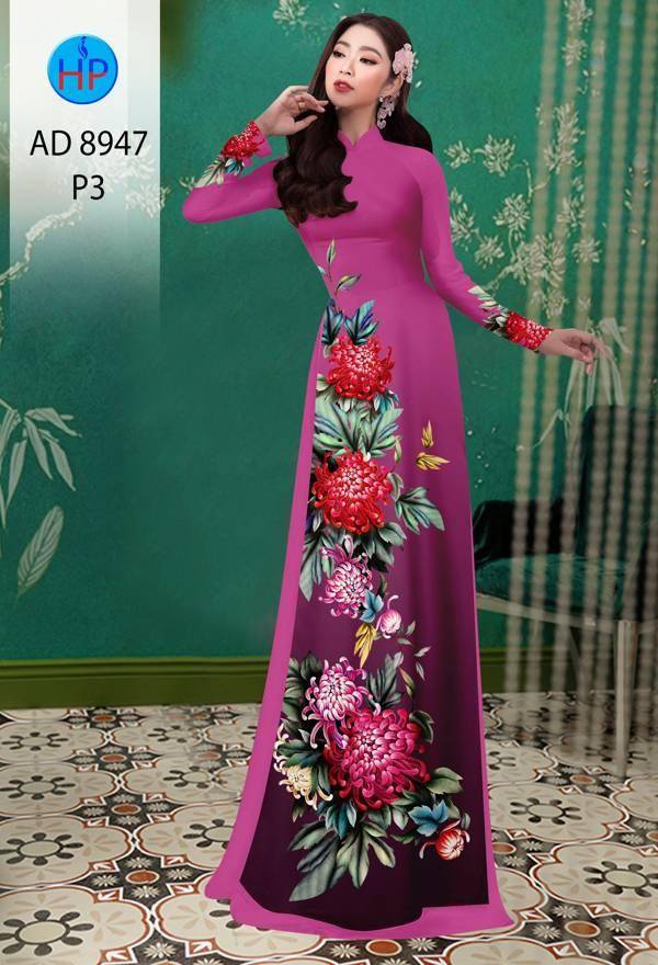 Vải Áo Dài Hoa Cẩm Chướng Độc Đáo AD 8947