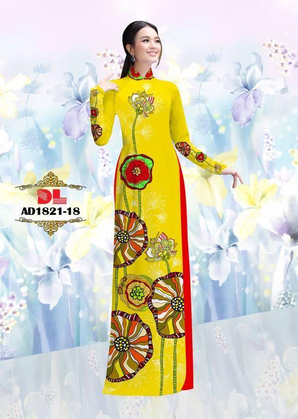 Vải Áo Dài Hoa In 3D Vừa Ra AD DL1821 77 Vải Áo Dài Hoa In 3D Vừa Ra  AD DL1821