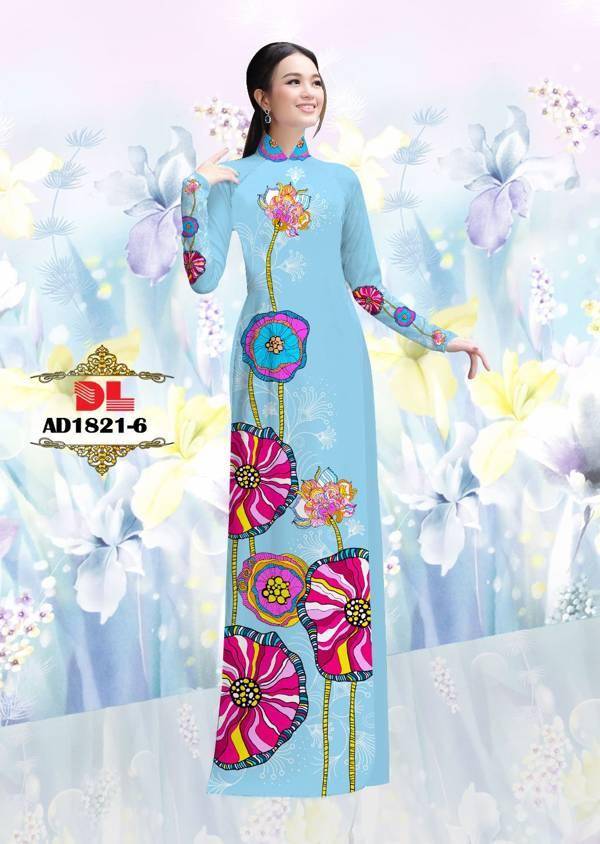 Vải Áo Dài Hoa In 3D Vừa Ra AD DL1821 90 Vải Áo Dài Hoa In 3D Vừa Ra  AD DL1821