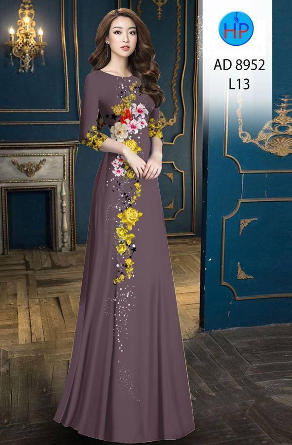 Vải Áo Dài Hoa Hồng Thiết Kế 2021 AD 8952