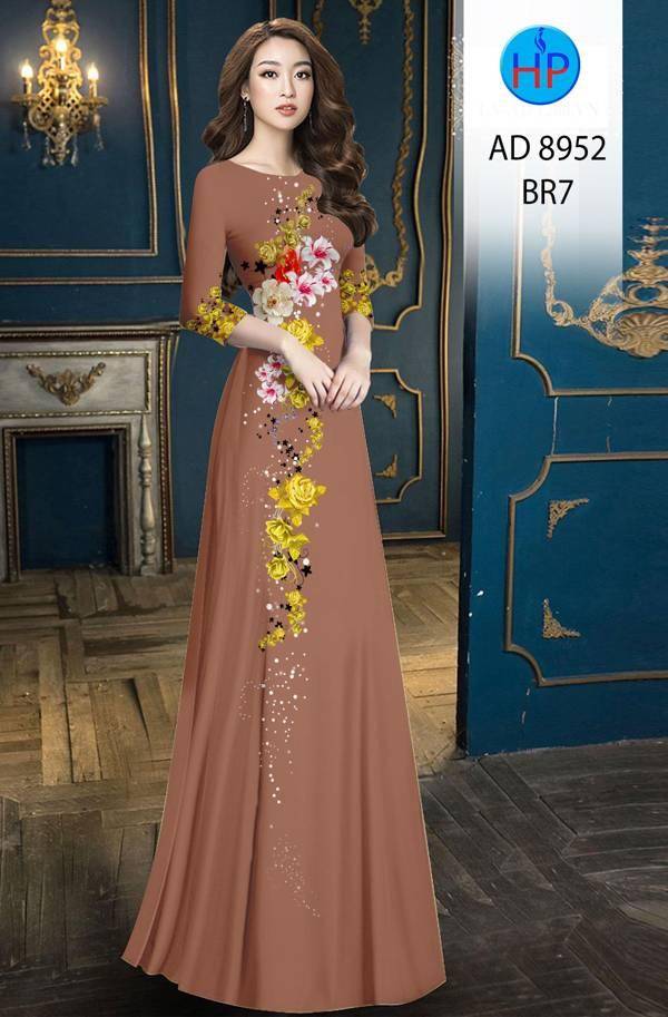 Vải Áo Dài Hoa Hồng Thiết Kế 2021 AD 8952