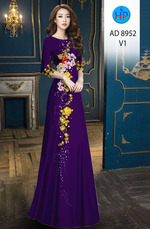 Vải Áo Dài Hoa Hồng Thiết Kế 2021 AD 8952