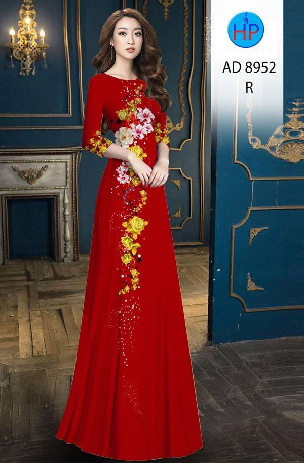 Vải Áo Dài Hoa Hồng Thiết Kế 2021 AD 8952