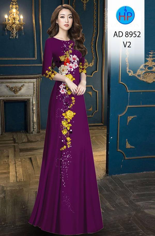 Vải Áo Dài Hoa Hồng Thiết Kế 2021 AD 8952